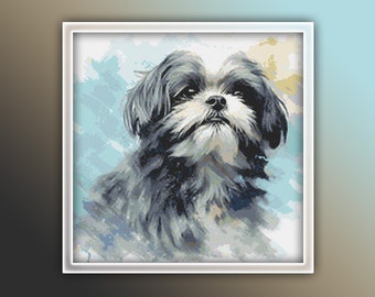 Shih Tzu Dog Cross Stitch Pattern 2 Instant PDF Download