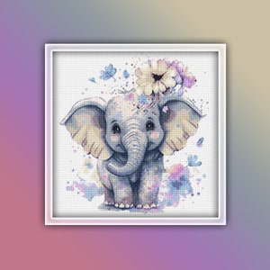 Elephant Cross Stitch Pattern 3 Instant Download Instant PDF Download - Baby Elephant Watercolor Cross Stitch Pattern - Africa Animals