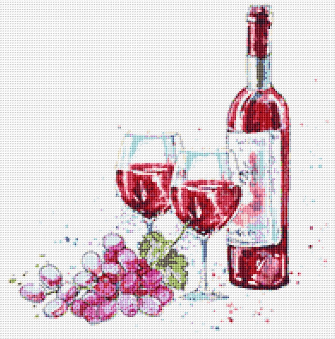 Wine Cross Stitch Pattern 7 Instant PDF Download Wine Glass Etsy