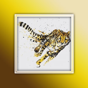 Cheetah Cross Stitch Pattern 2 Instant PDF Download - Cheetah Watercolor Cross Stitch Pattern - Animal Cross Stitch Pattern