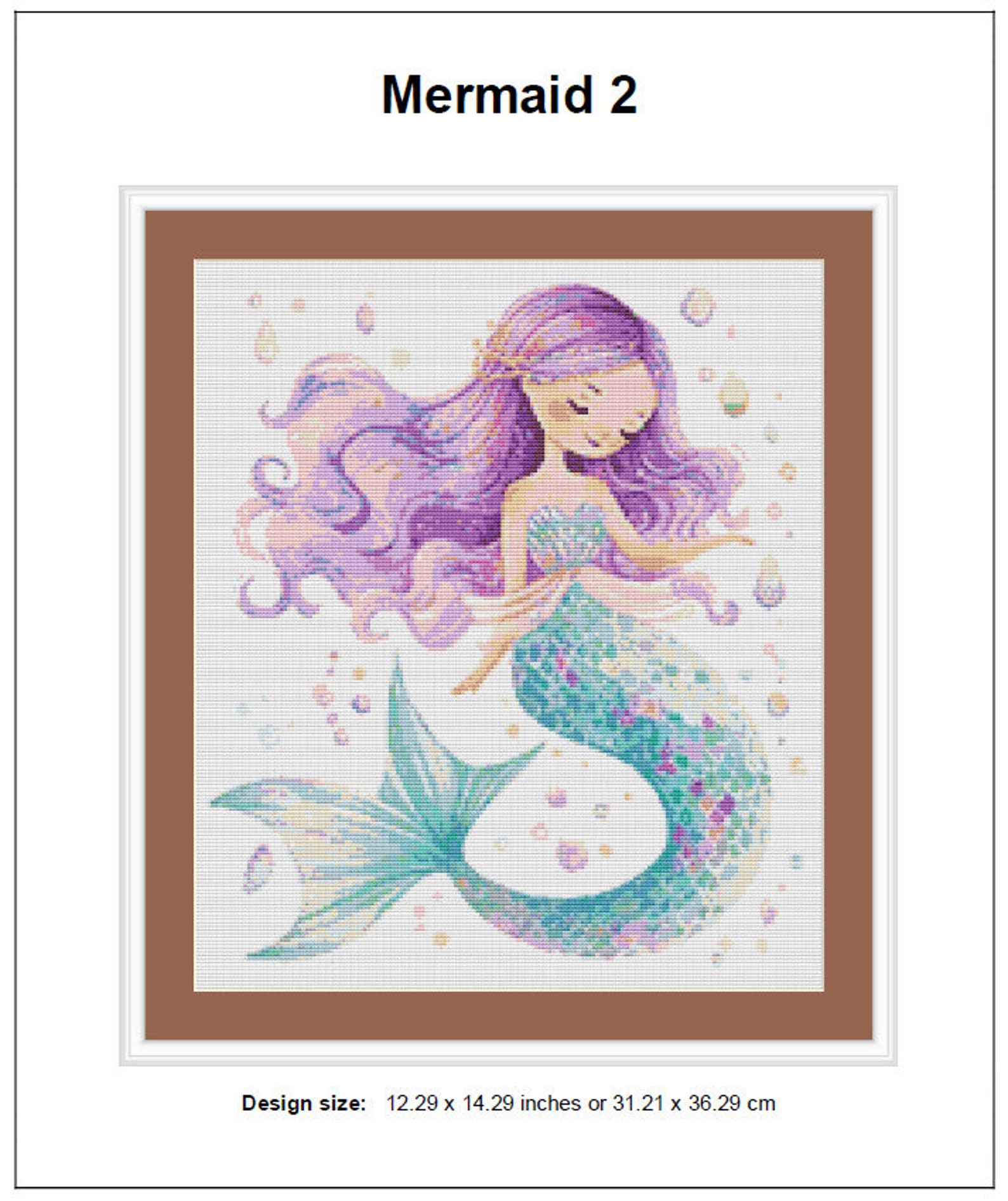 Mermaid Cross Stitch Pattern 2 Instant PDF Download - Mermaid ...