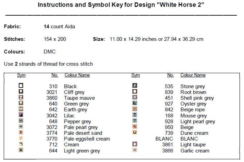 White Horse Cross Stitch Pattern 2 Instant PDF Download - Horse ...