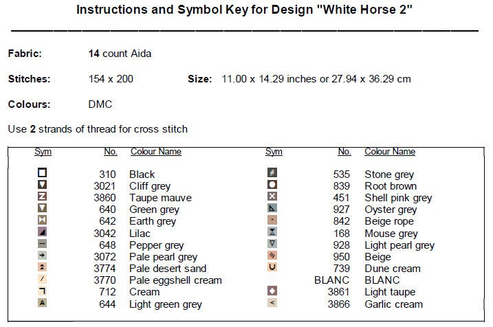 White Horse Cross Stitch Pattern 2 Instant PDF Download - Horse ...