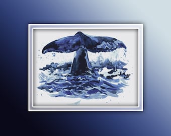 Whale Tail Cross Stitch Pattern 1 Instant Download Instant PDF Download - Whale Cross Stitch Pattern - Fish Cross Stitch Pattern