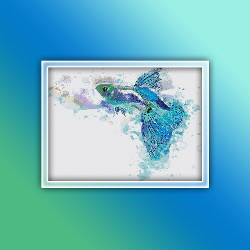 Geometric Dolphin cross stitch pattern instant download easy diy gift hoop art decor cute modern baby nursery fish counted cross stitch