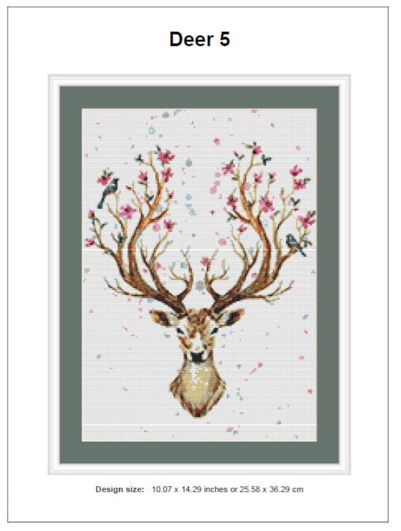 Deer Cross Stitch Pattern 5 Instant PDF Download - Deer Watercolor ...