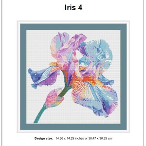 Iris Flower Cross Stitch Pattern 4 Instant PDF Download - Purple ...