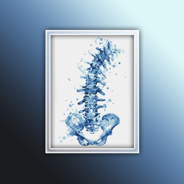 Anatomie Wirbelsäule Kreuzstich Muster 3 Sofort-PDF-Download - Back Bone Aquarell Kreuzstichmuster