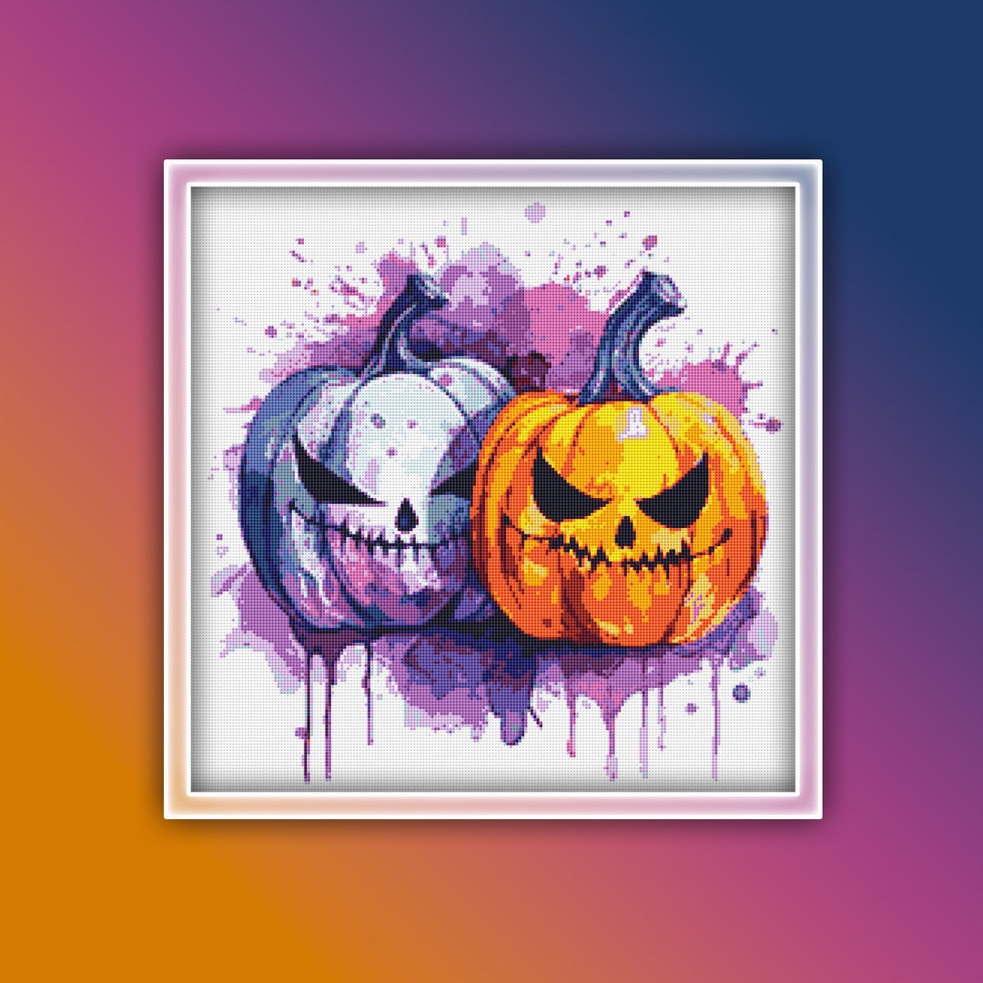 Halloween Pumpkins Cross Stitch Pattern 1 Instant PDF Download - Autumn ...