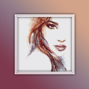 Woman Cross Stitch Pattern 13 Instant PDF Download - Woman Watercolor Cross Stitch Pattern