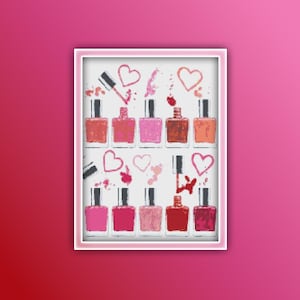 Patrón de punto de cruz de esmalte de uñas - Descarga instantánea en PDF - Patrón de punto de cruz de acuarela de maquillaje