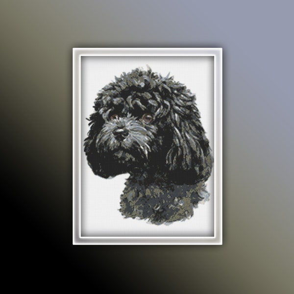 Black Poodle Cross Stitch Pattern Instant PDF Download - Brown Poodle Dog Watercolor Cross Stitch Pattern - Cross Stitch Pattern