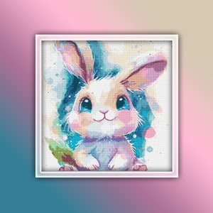 Bunny Cross Stitch Pattern 1 Instant Download Instant PDF Download - Bunny Watercolor Cross Stitch Pattern - Animal Cross Stitch Pattern