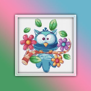 Baby Owl Cross Stitch Pattern 2 Instant Download Instant PDF Download - Owl Watercolor Cross Stitch Pattern - Woodland Animals