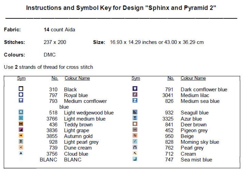 Sphinx and Pyramid Cross Stitch Pattern 2 Instant PDF Download ...