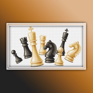 Chess Pieces Cross Stitch Pattern Instant PDF Download - Chess - Chess Pieces - Chess Playing - Board Game