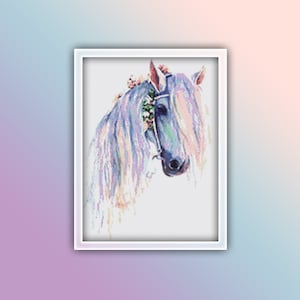 Horse Cross Stitch Pattern 1 Instant PDF Download - Horse Watercolor Cross Stitch Pattern - Animal Cross Stitch Pattern