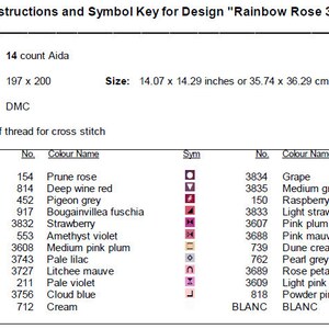 Rainbow Rose Cross Stitch Pattern 3 Instant PDF Download - Single Rose Watercolor Cross Stitch Pattern - Flower Cross Stitch Pattern image 3