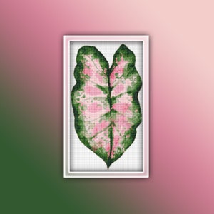 Monstera Caladium Leaf Cross Stitch Pattern 6 Instant Download Instant PDF Download | Leaves Watercolor Cross Stitch Pattern | Green Leaves
