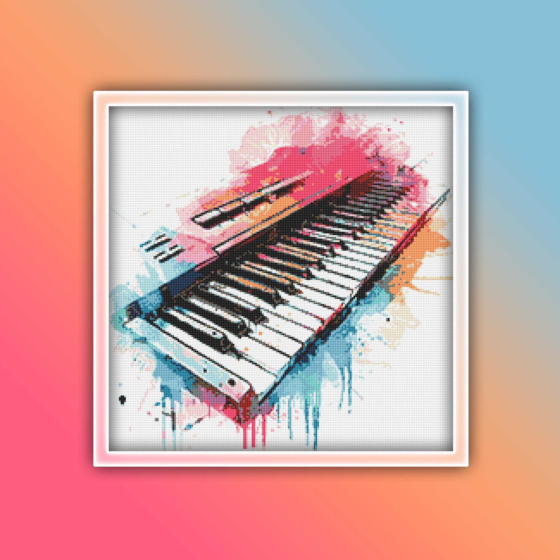 Keyboard Cross Stitch Pattern 1 Instant PDF Download - Music