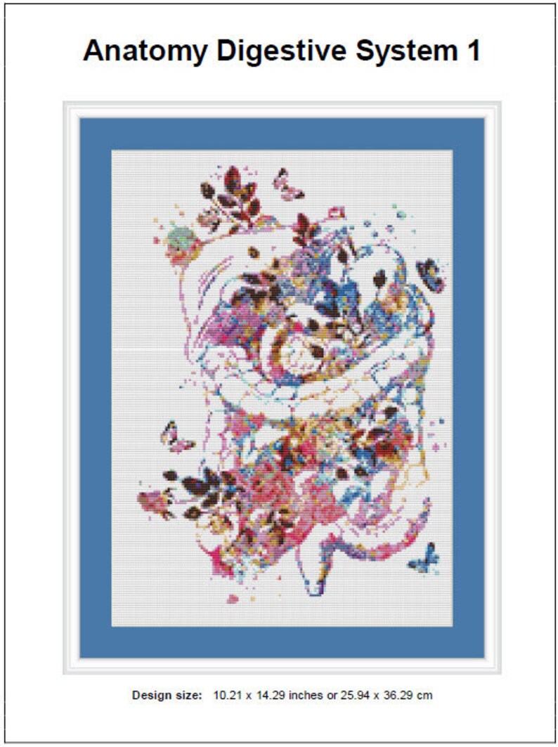 Anatomy Digestive System Cross Stitch Pattern 2 Instant PDF Download ...