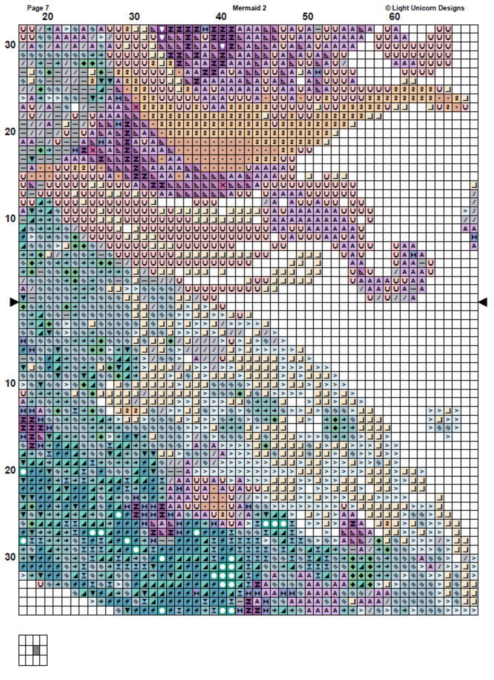 Mermaid Cross Stitch Pattern 2 Instant PDF Download - Mermaid ...