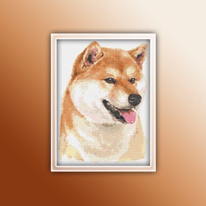Dog Cross Stitch Pattern 7 Instant PDF Download - Shiba Inu Dog Watercolor Cross Stitch Pattern - Dog