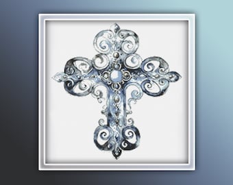 Celtic Cross Cross Stitch Pattern 4 Instant PDF Download | Christianity Watercolor Cross Stitch Pattern | Cross Cross Stitch Pattern |