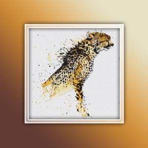 Cheetah Cross Stitch Pattern 1 Instant PDF Download - Cheetah Watercolor Cross Stitch Pattern - Animal Cross Stitch Pattern