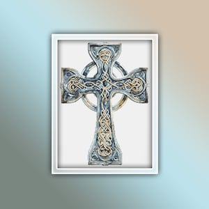 Celtic Cross Cross Stitch Pattern 3 Instant PDF Download | Christianity Watercolor Cross Stitch Pattern | Cross Cross Stitch Pattern |