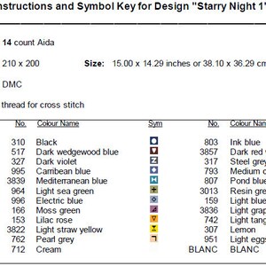 Starry Night Cross Stitch Pattern 1 Instant PDF Download - Vincent Van ...