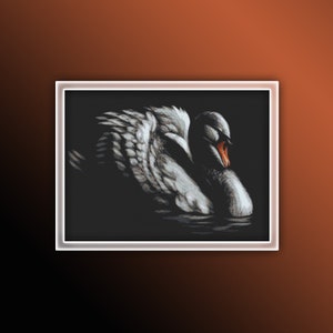 White Swan Cross Stitch Pattern Instant PDF Download - Swan Watercolor Cross Stitch Pattern - Bird Cross Stitch Pattern