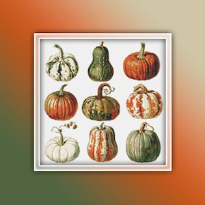 Pumpkins Cross Stitch Pattern 6 Instant PDF Download - Autumn Watercolor Cross Stitch Pattern - Halloween Cross Stitch Pattern
