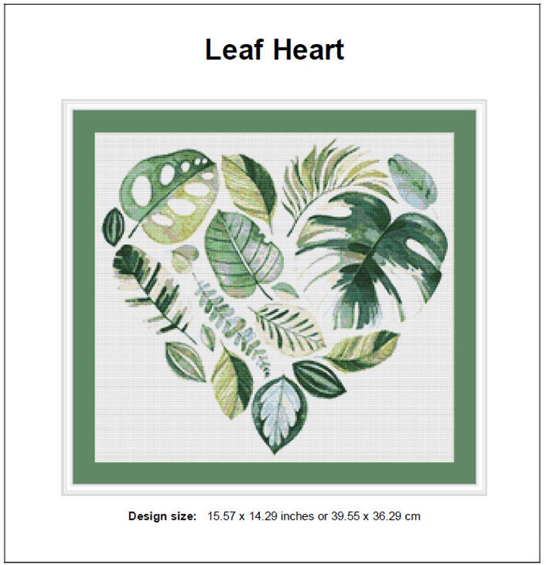 Leaf Heart Cross Stitch Pattern Instant Download Instant PDF Download ...
