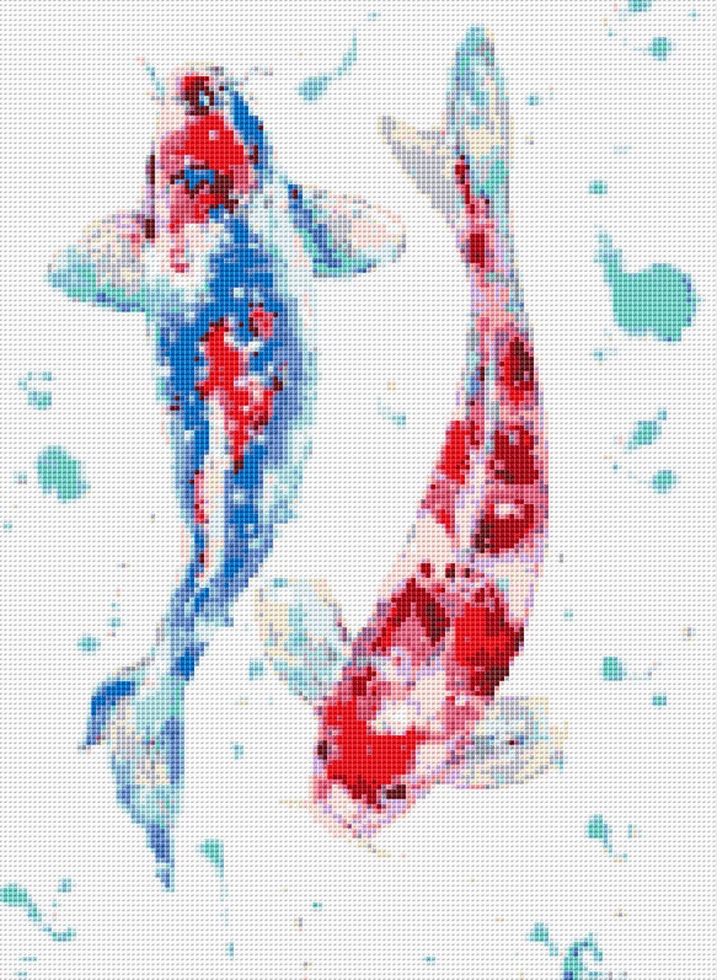 Koi Cross Stitch Pattern 1 Instant PDF Download Koi Etsy