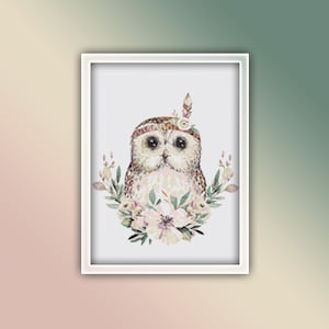 Baby Owl Cross Stitch Pattern 1 Instant Download Instant PDF Download - Owl Watercolor Cross Stitch Pattern - Woodland Animals
