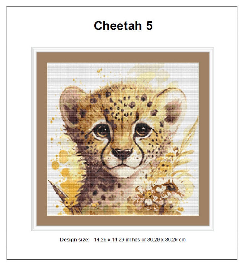 Cheetah Cross Stitch Pattern 5 Instant PDF Download - Cheetah ...