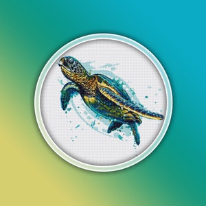 Sea Turtle Cross Stitch Pattern 4 Instant PDF Download - Sea Turtle Watercolor Cross Stitch Pattern - Animal Cross Stitch Pattern