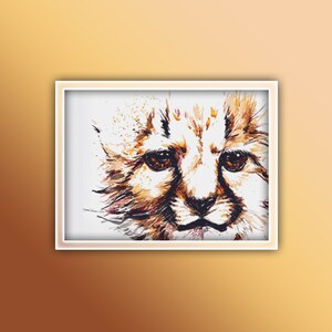 Cheetah Cub Cross Stitch Pattern 2 Instant PDF Download - Cheetah Watercolor Cross Stitch Pattern - Animal Cross Stitch Pattern