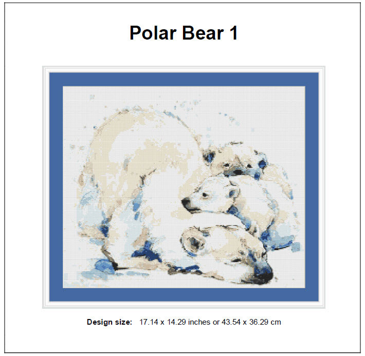 Polar Bear Cross Stitch Pattern 1 Instant PDF Download - Polar Bear ...