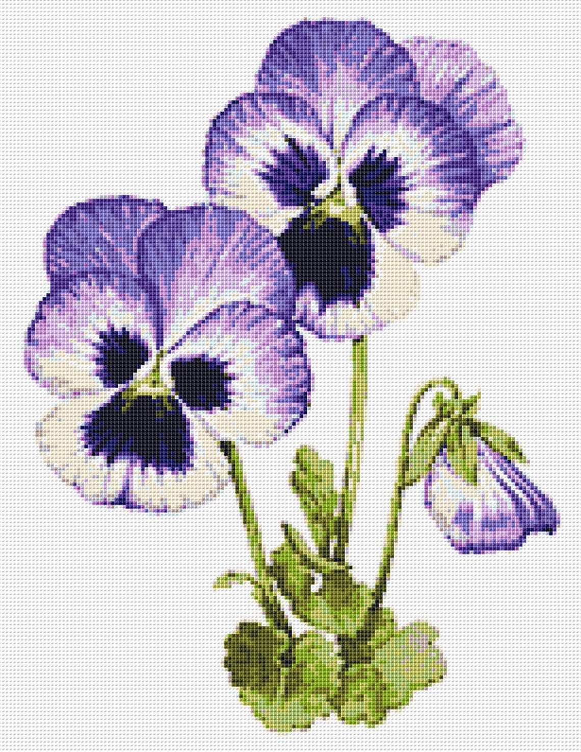Pansy Flowers Cross Stitch Pattern 1 Instant PDF Download Etsy