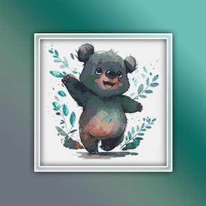 Padrão de ponto cruz de urso 8 Download instantâneo de PDF - Padrão de ponto cruz de aquarela de urso - Padrão de ponto cruz de animal de filhote de urso