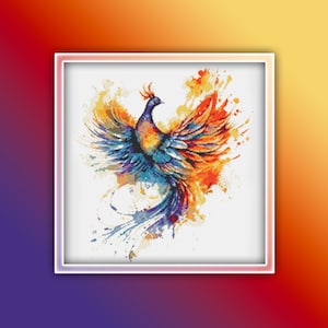 Phoenix Bird Cross Stitch Pattern 5 Instant PDF Download - Phoenix Cross Stitch Pattern - Bird Cross Stitch Pattern