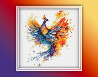 Phoenix Bird Cross Stitch Pattern 5 Instant PDF Download - Phoenix Cross Stitch Pattern - Bird Cross Stitch Pattern