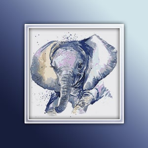 Baby Elephant Cross Stitch Pattern 4 Instant PDF Download - Elephant Watercolor Cross Stitch Pattern - Animal Cross Stitch Pattern