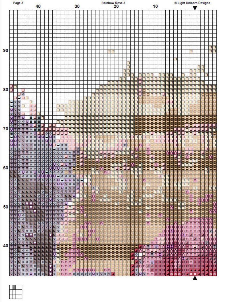 Rainbow Rose Cross Stitch Pattern 3 Instant PDF Download - Single Rose Watercolor Cross Stitch Pattern - Flower Cross Stitch Pattern image 6