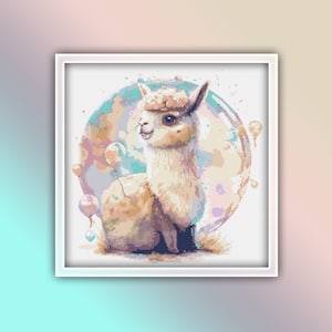Llama Cross Stitch Pattern 17 Instant PDF Download - Llama Watercolor Cross Stitch Pattern - Farm Animals Cross Stitch Pattern