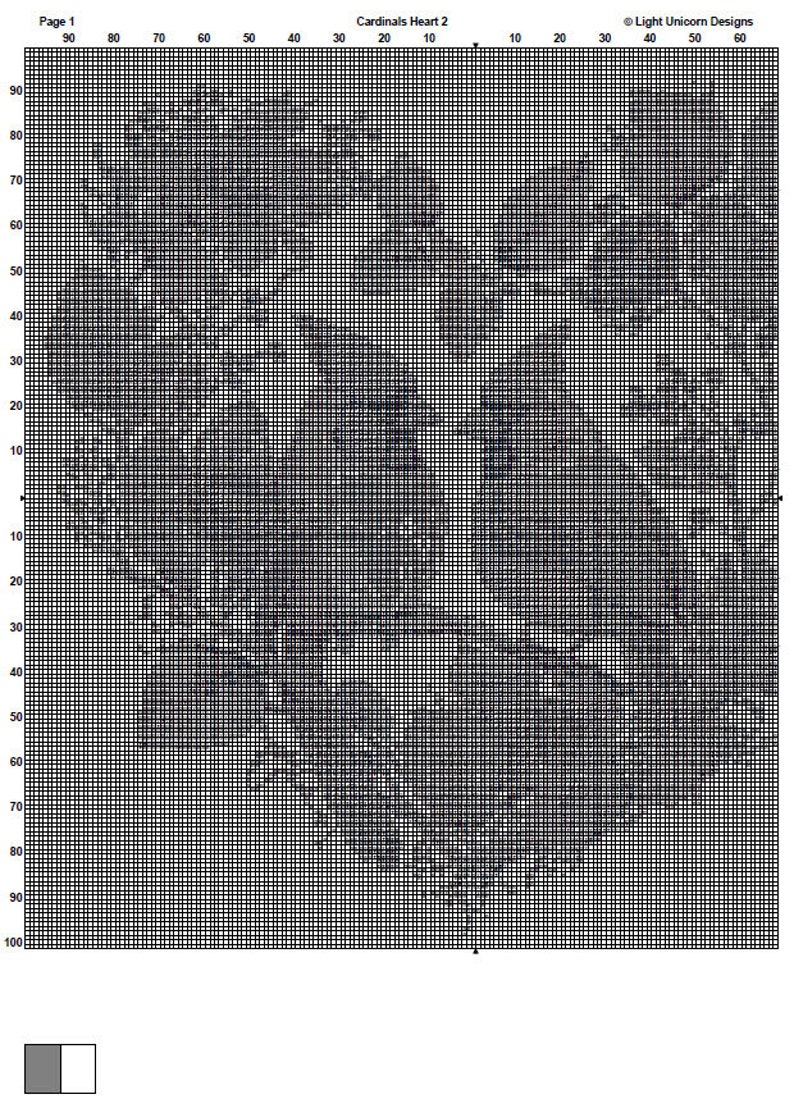 Grid Pattern Cardinal Cardinals Heart Cross Stitch Pattern 2 Instant PDF Download ...