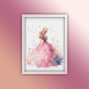 Sleeping Beauty Cross Stitch Pattern 1 Instant PDF Download - Princess Watercolor Cross Stitch Pattern - Sleeping Beauty Fairy Tale