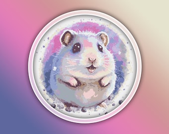 Hamster Cross Stitch Patroon 4 Instant PDF Download - Hamster Pup Aquarel Cross Stitch Patroon - Knaagdier Cross Stitch Patroon